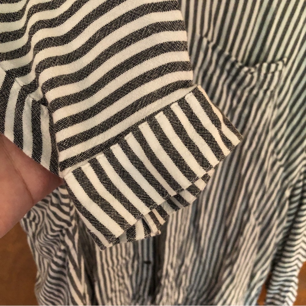 Urban Outfitters UO Oversized Grey Striped Button Down Lagenlook Nautical Shirt - Picture 7 of 13